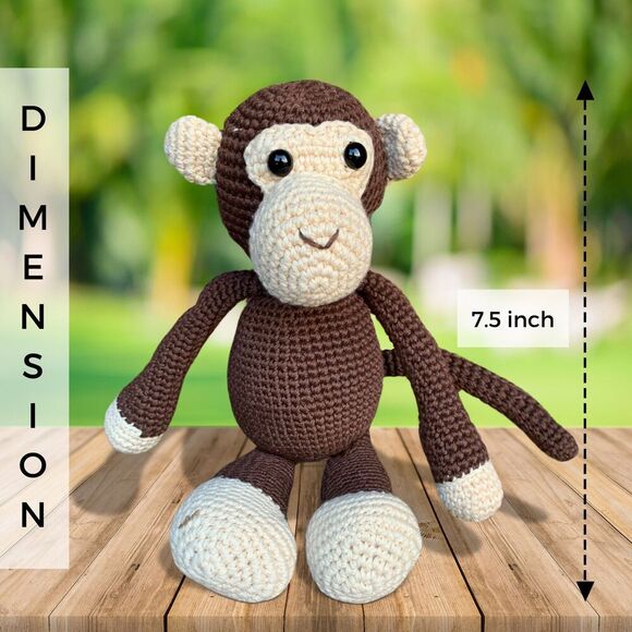 Crochet Mini Monkey Plush Toy Brown Monkey Stuffed Animal Handmade - Picture 2 of 3